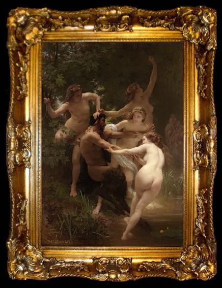 framed  Adolphe William Bouguereau Nymphs and Satyr (mk26), ta009-2